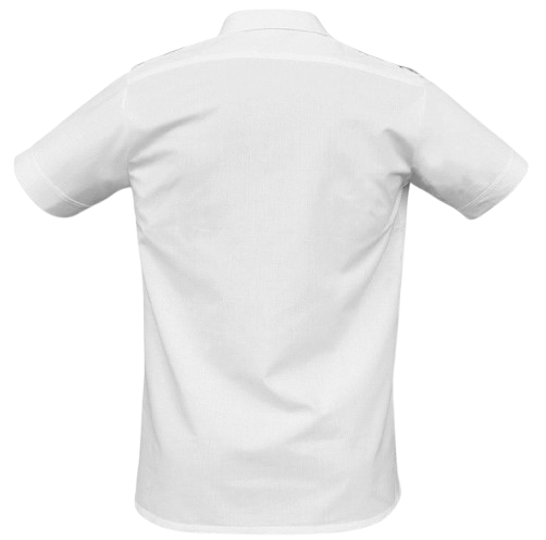 Camicia Bianca Manica Corta Modello Militare Con Spalline Marina Militare